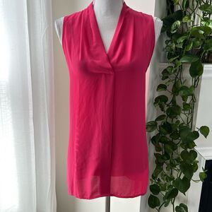 Jones & Co New York Hot Pink Chiffon *Barbiecore* Lightweight Flowy Blouse Large